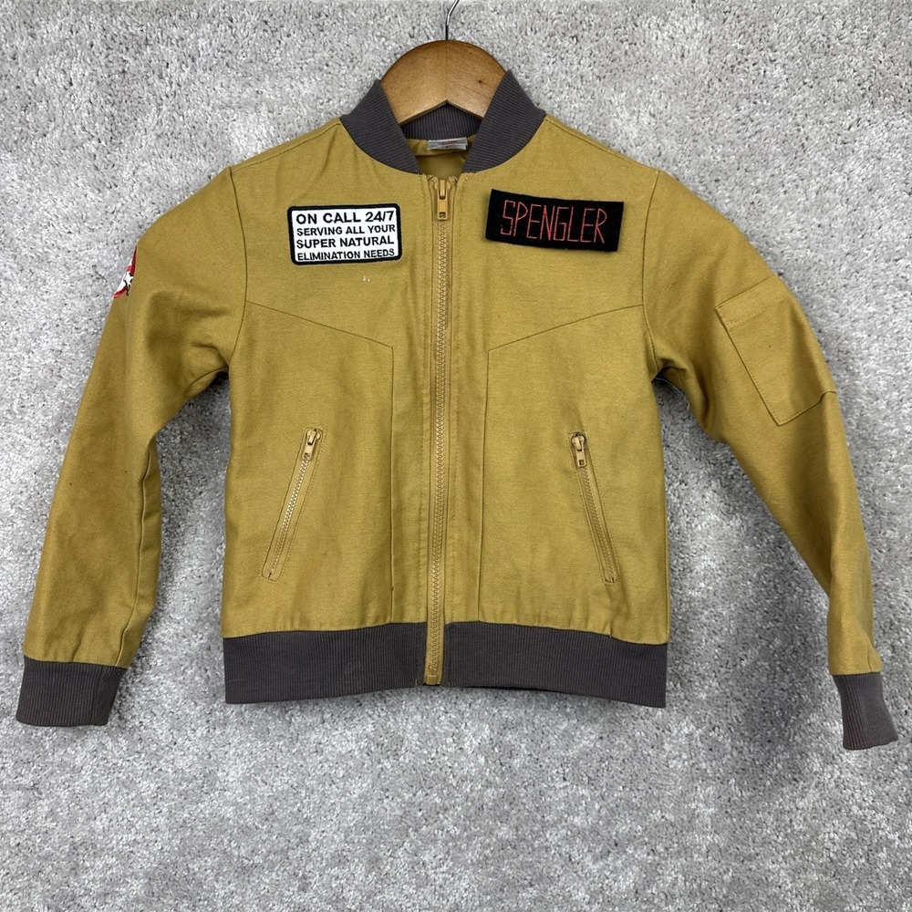 Ghostbusters Jacket Kids Small‎ Yellow Bomber Canvas Full Zip Halloween Movie